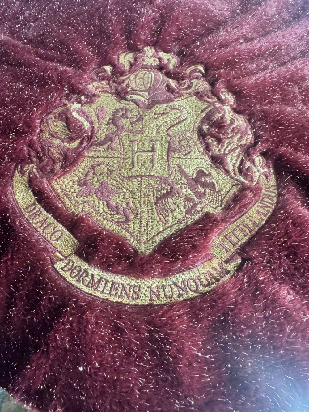 Harry Potter Plush throw blanket dark red or burgundy velvet fabric
